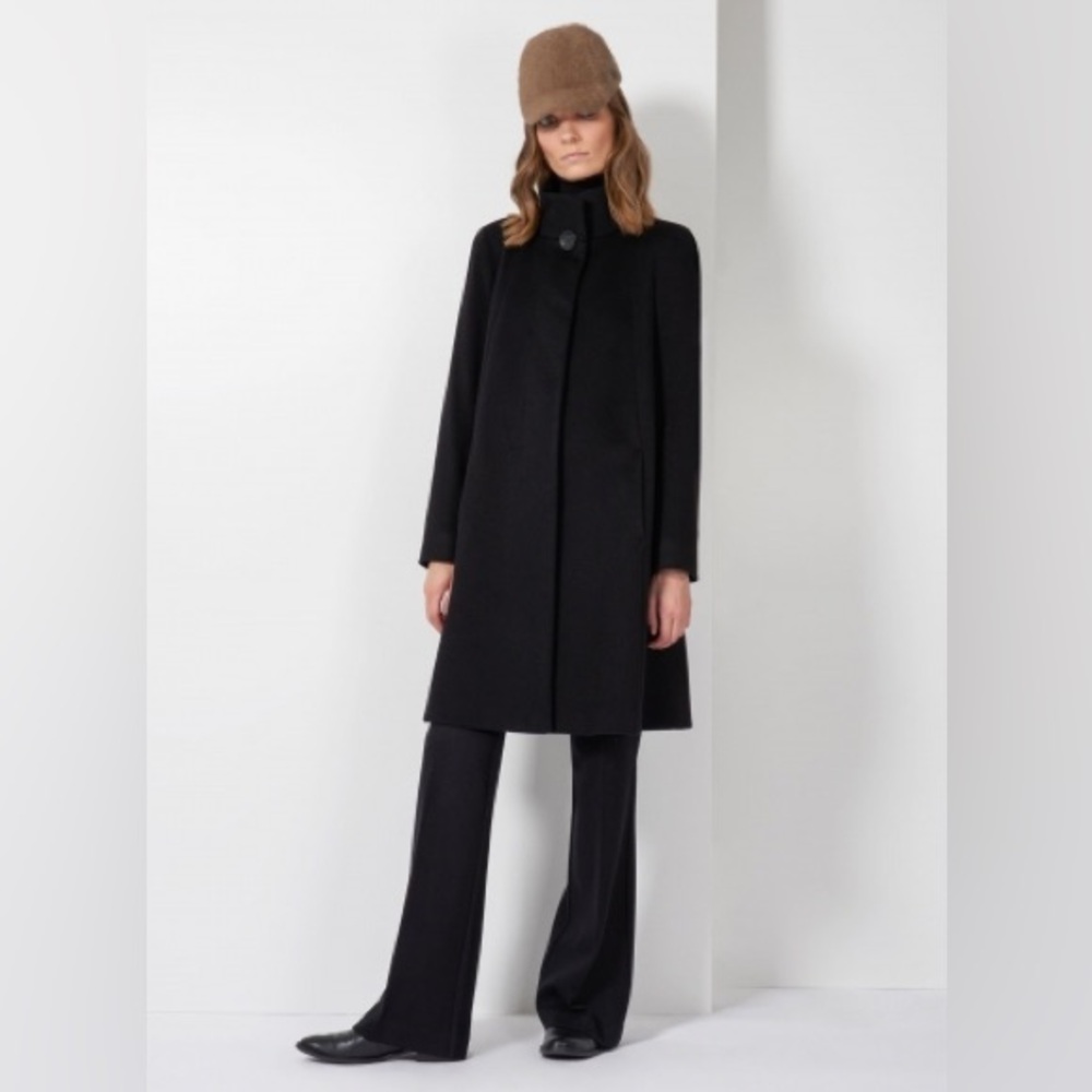 Cinzia Rocca Icons Flared Wool Cashmere Blend Coat Black Size 22